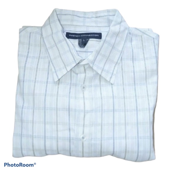 Preowned French connection shirt L mens striped cotton blend button down, India - Picture 1 of 7